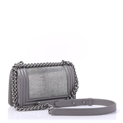 Chanel Galuchat Stingray Small Boy Flap Silver 3 of 11