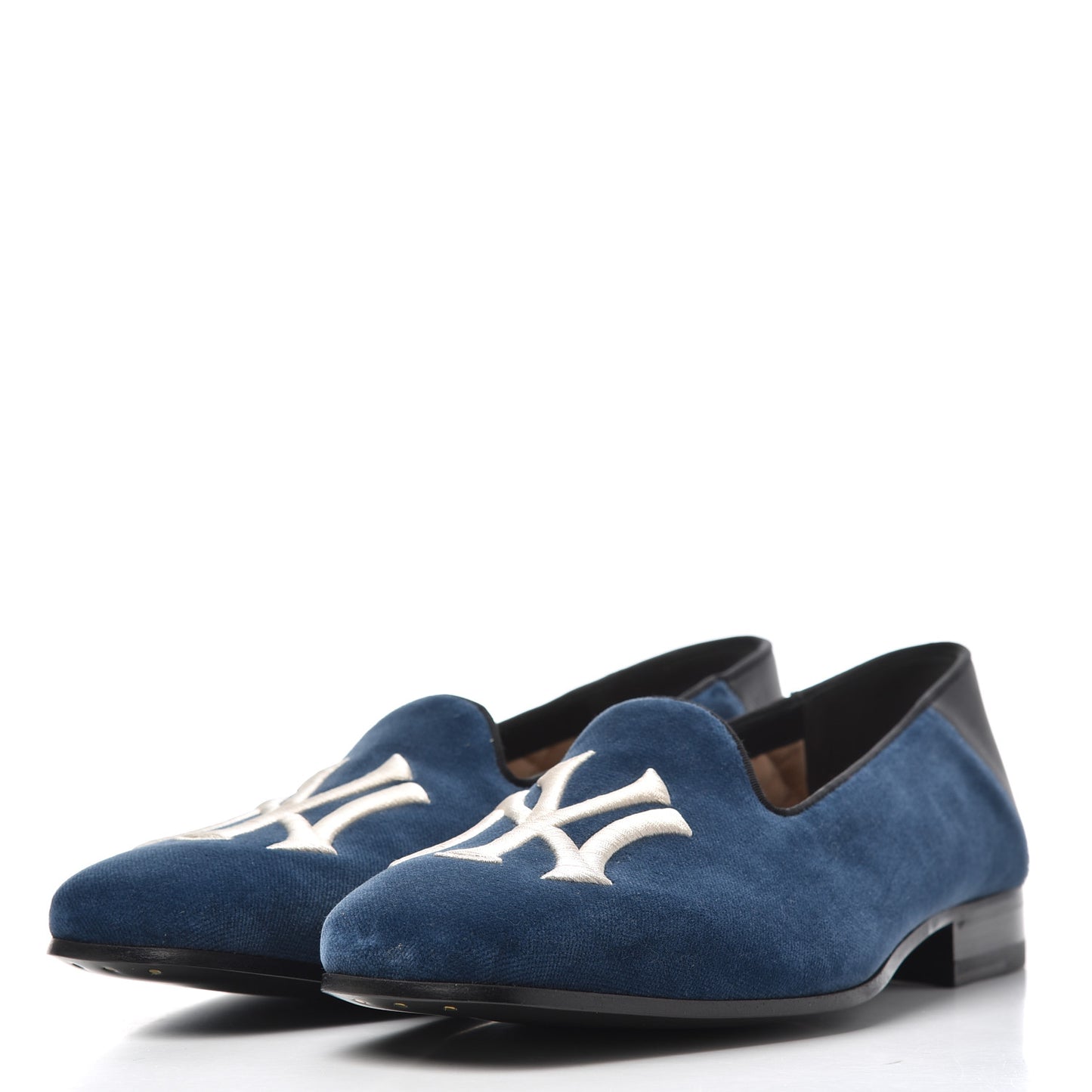 X MLB Velvet NY Yankees Embroidered Mens Loafers 8 Zaffre Black