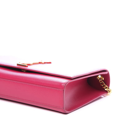 Saint Laurent Grain De Poudre Medium Monogram Kate Satchel Lipstick Fuchsia 6 of 9