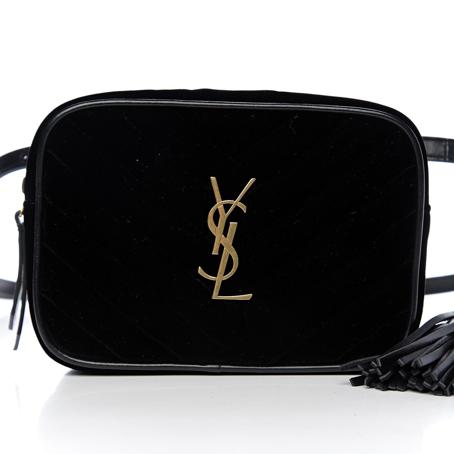 Velour Matelasse Monogram Lou Belt Bag Black
