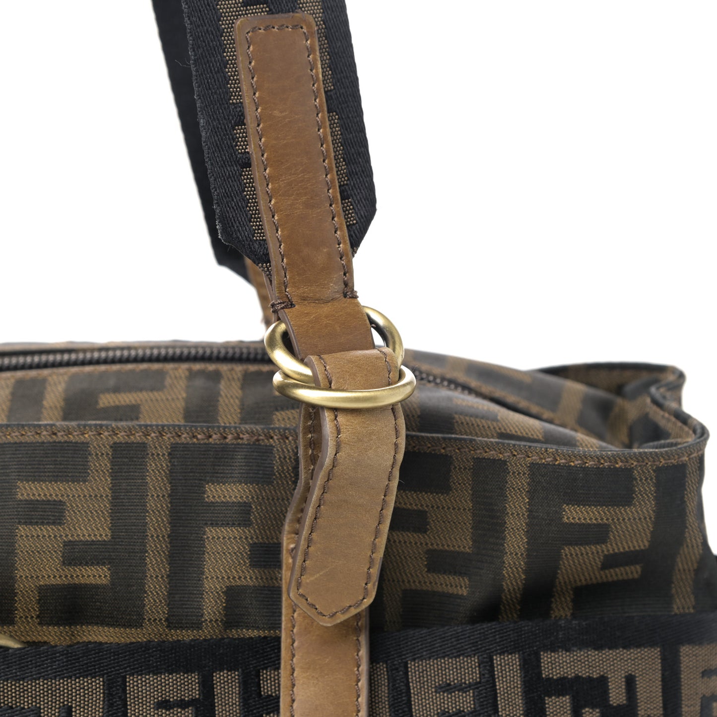 Zucca FF Top Handle Shoulder Bag Tobacco