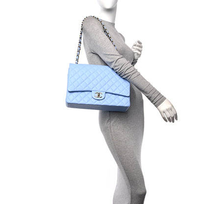 Chanel Caviar Quilted Maxi Double Flap Light Blue 2 of 11