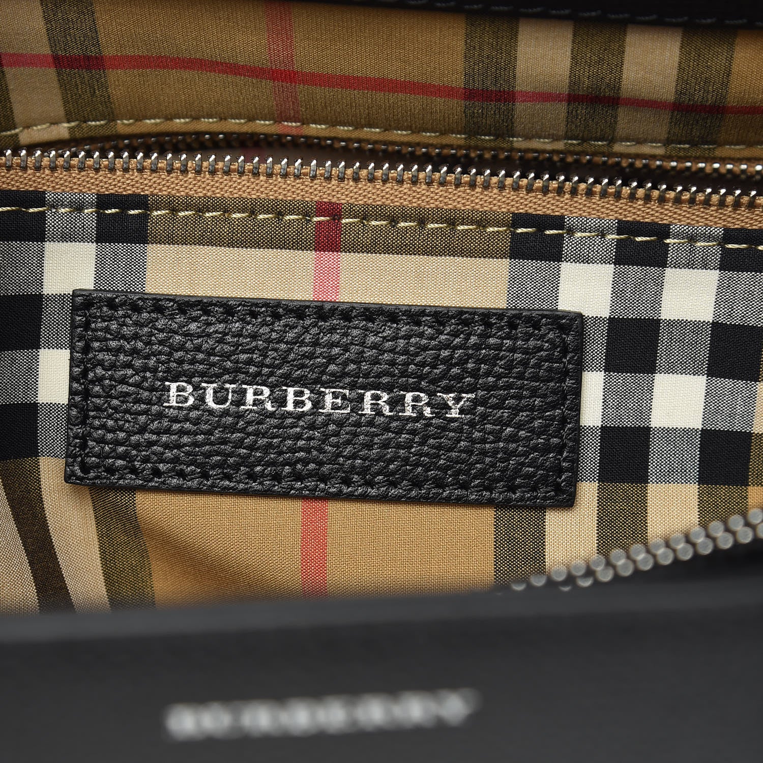 Burberry Derby Calfskin House Check Medium Banner Tote Black 7 of 14