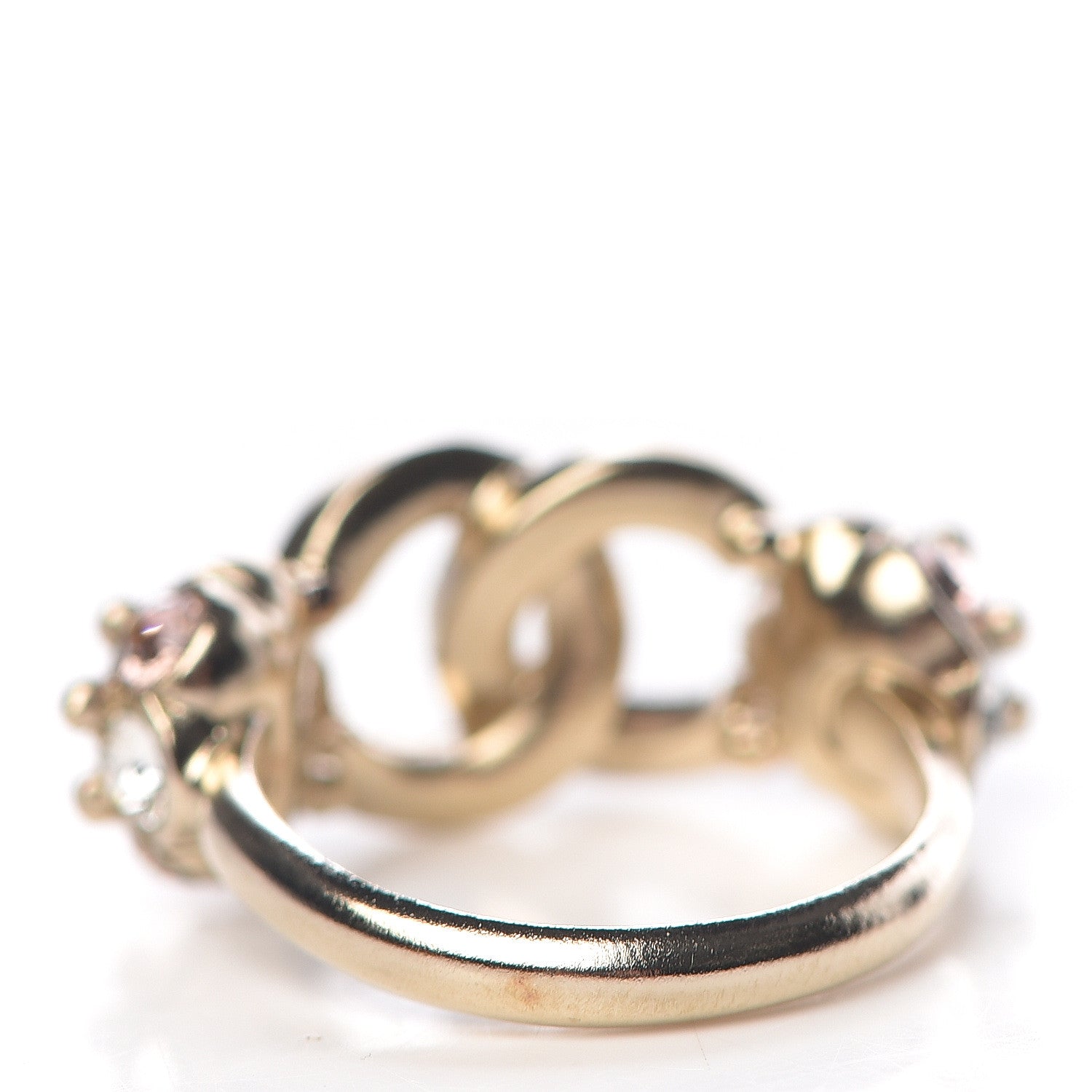 Chanel Crystal Poured Glass CC Ring 5 Gold 4 of 6