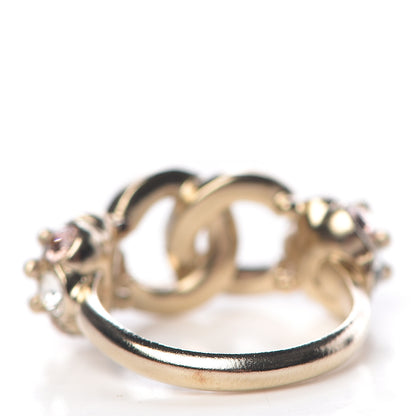 Chanel Crystal Poured Glass CC Ring 5 Gold 4 of 6