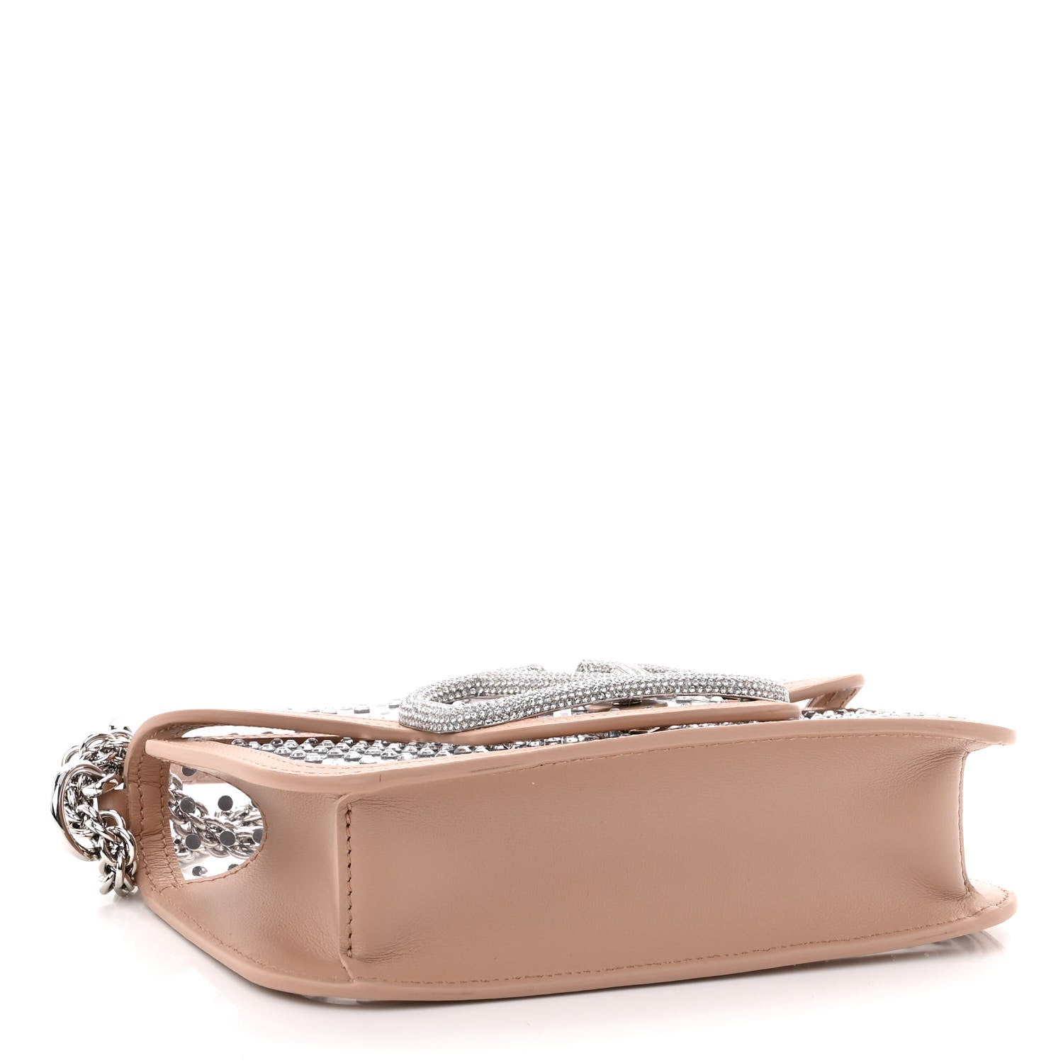 Valentino Garavani TPU Calfskin Crystal Vlogo Embellished Small Loco Shoulder Bag Trasparente Crystal Rose Cannelle 7 of 7
