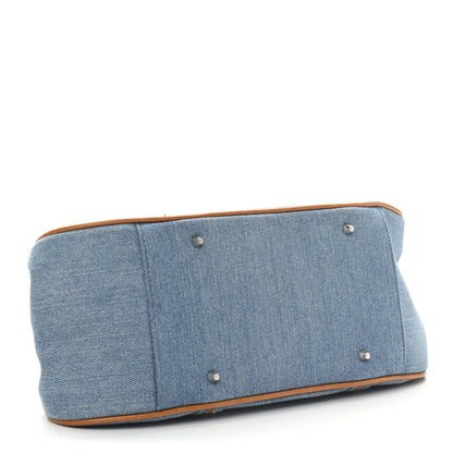 Christian Dior Denim Embroidered Satchel Blue 4 of 11