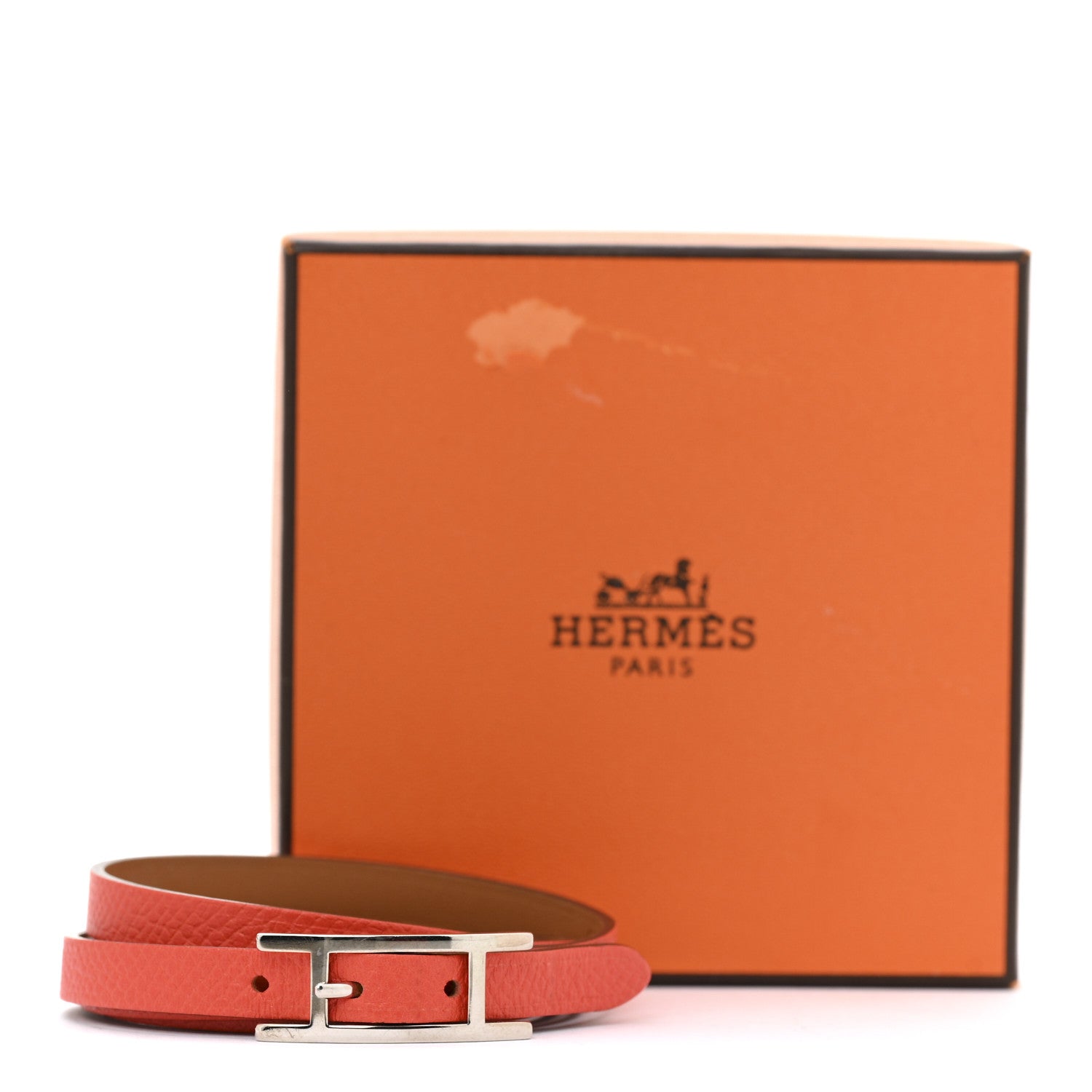 Hermes Epsom Behapi Quad Tour Bracelet M Orange Poppy 7 of 7