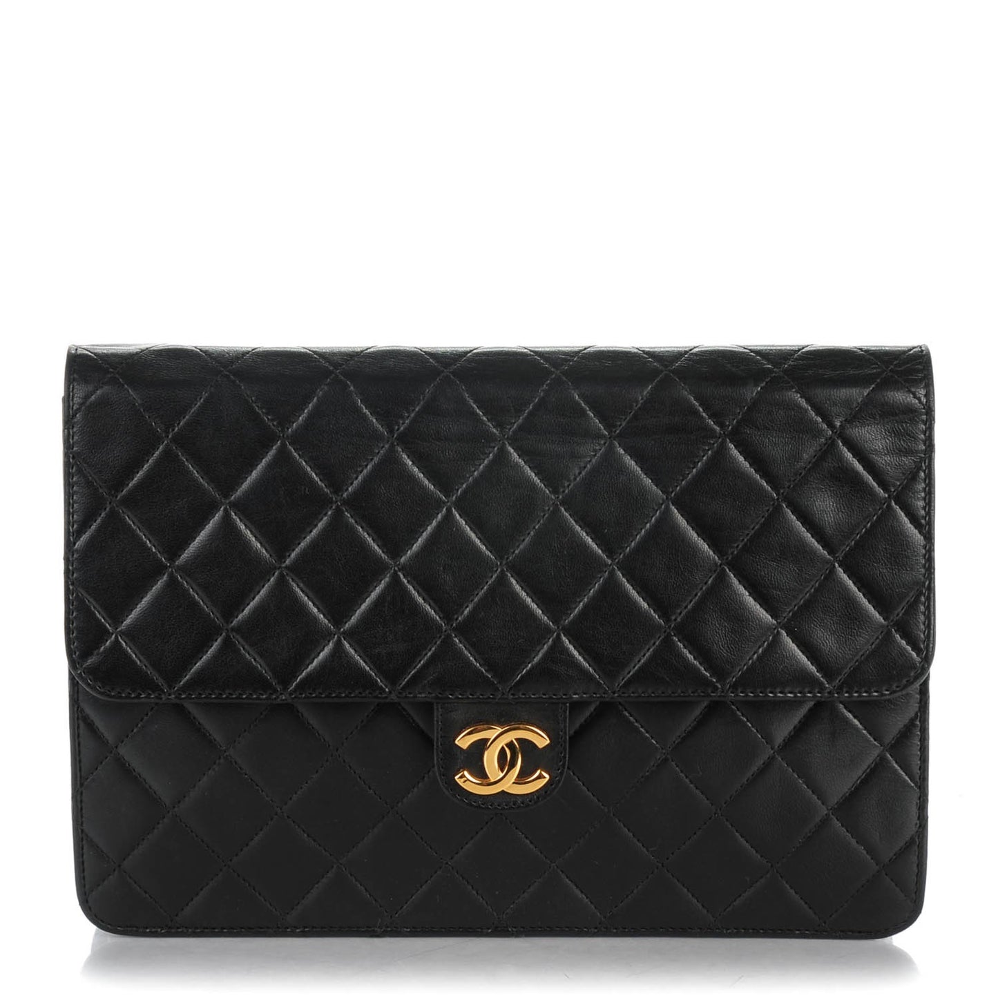Lambskin Quilted Small Single Flap Black