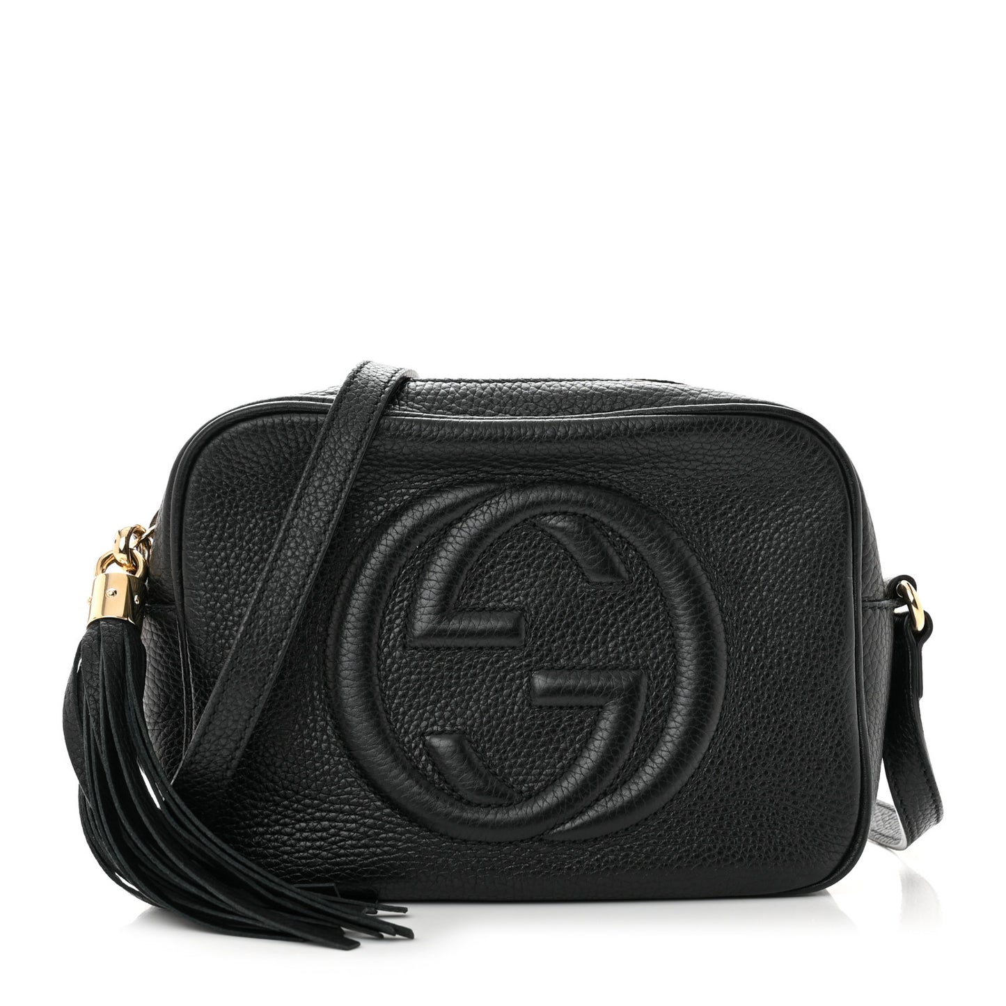 Pebbled Calfskin Small Soho Disco Bag Black