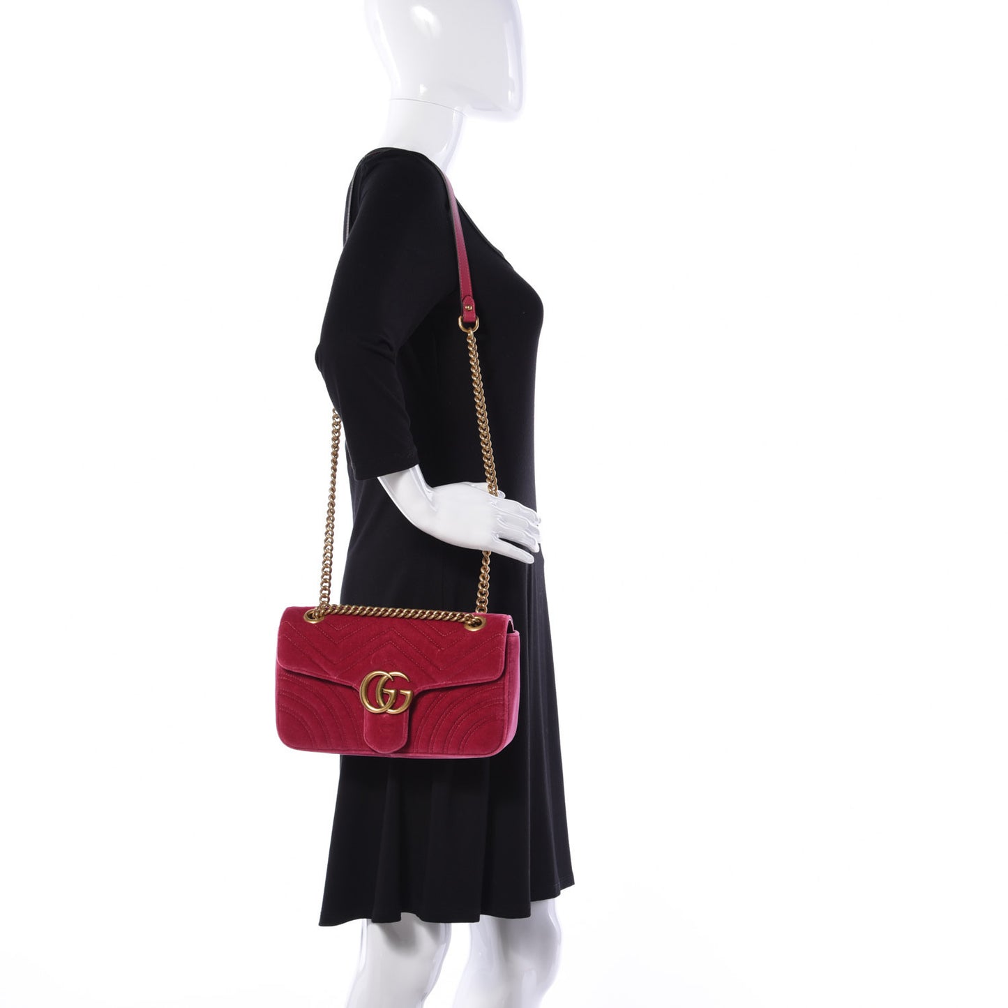 Velvet Matelasse Small GG Marmont Shoulder Bag Light Raspberry Rose