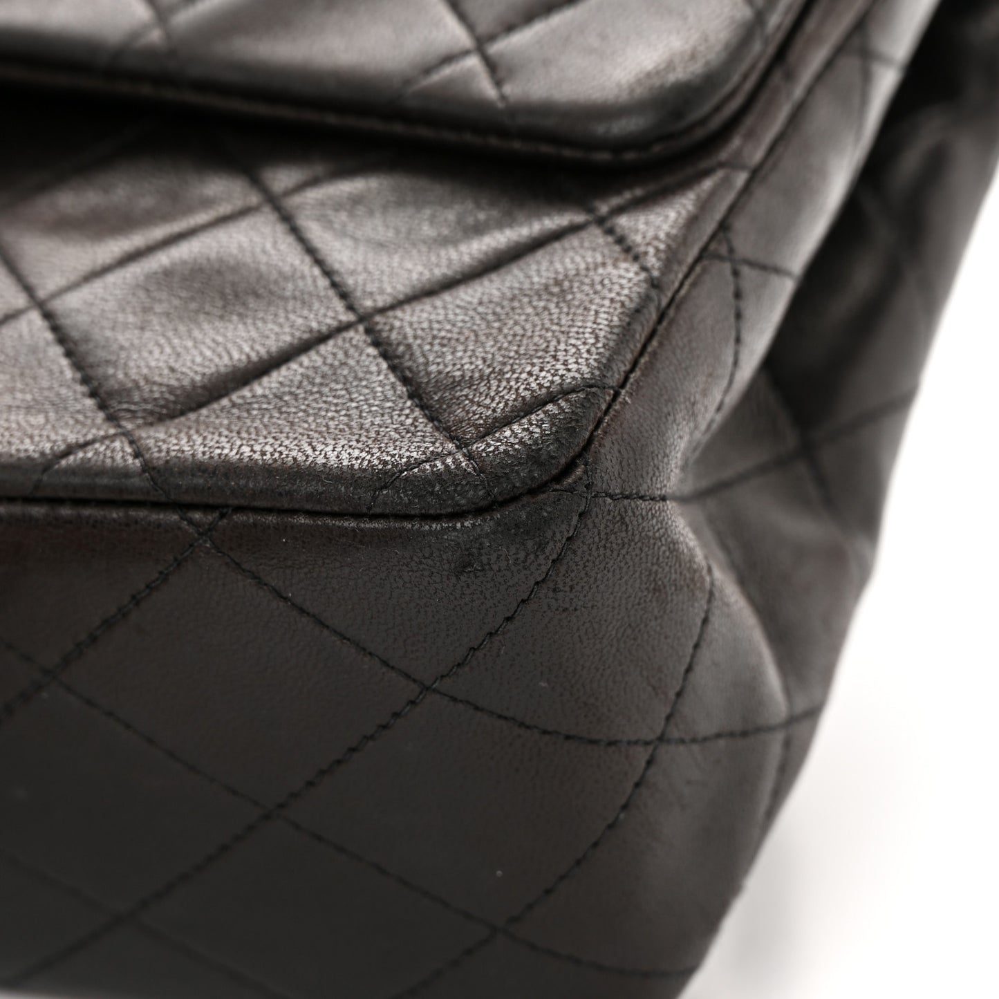 Lambskin Quilted Medium Double Flap Black