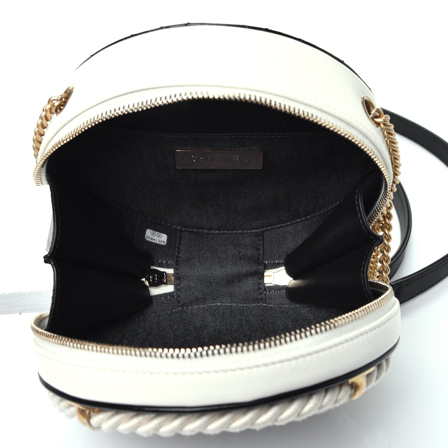 Chanel Crumpled Calfskin Cotton Small En Vogue Round Bag Black 6 of 10