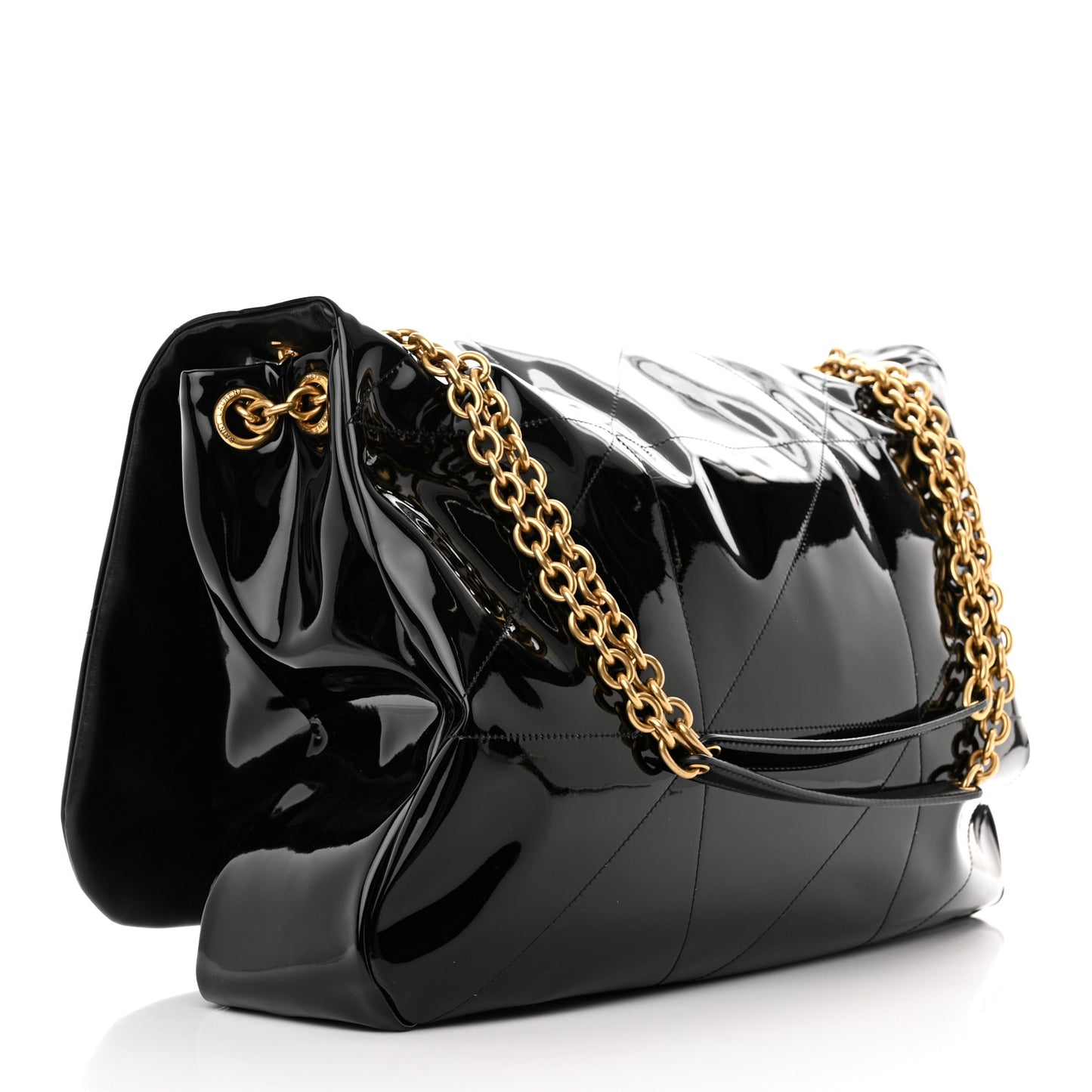 Patent Matelasse Monogram Large Jamie 4.3 Black