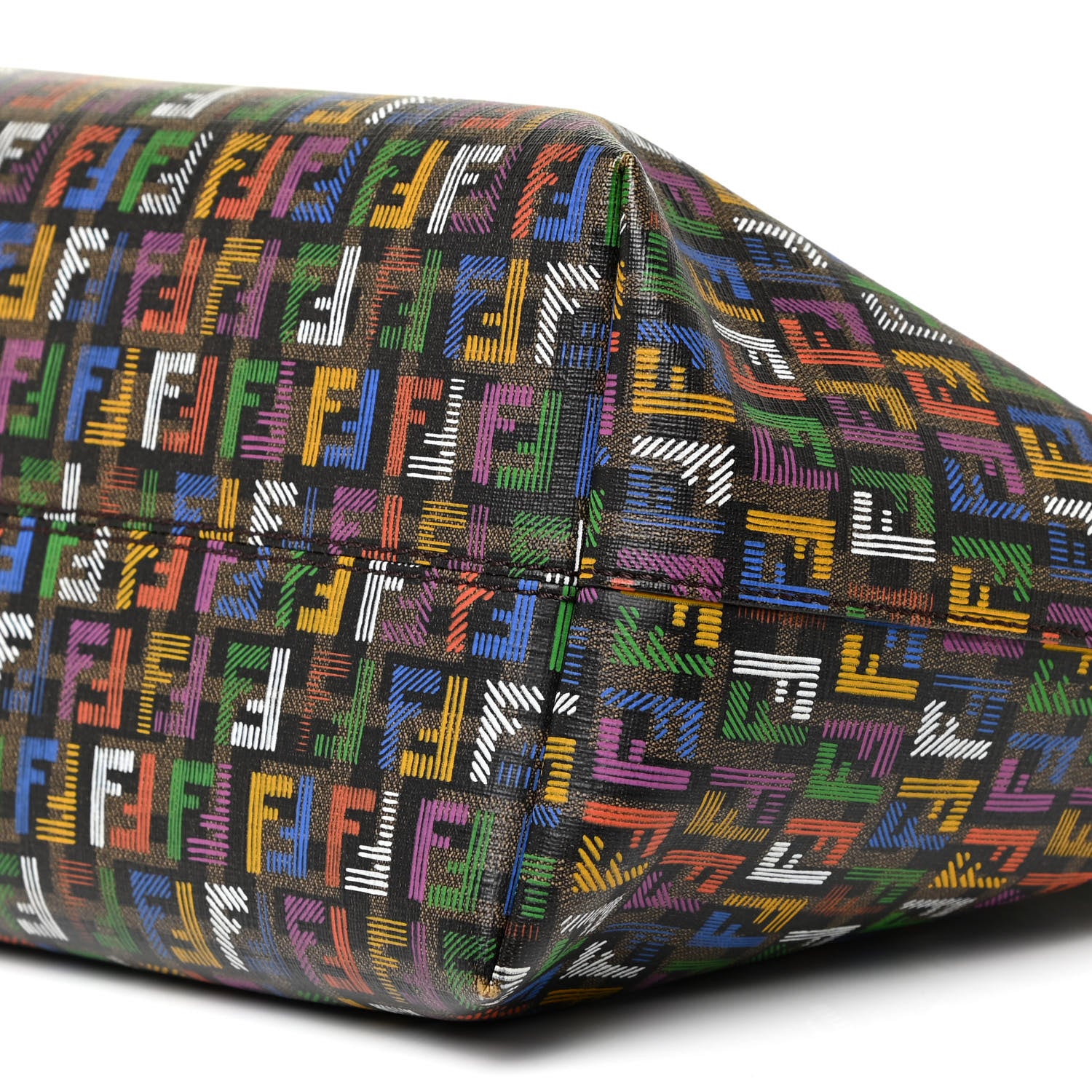 Fendi Zucca Spalmati Patent Zucchino Screen Print Medium Roll Tote Tobacco Multicolor Black 10 of 15