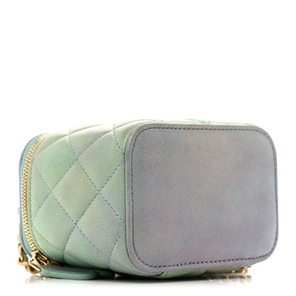 Chanel Lambskin Quilted Ombre Top Handle Mini Vanity Case With Chain Blue Green 4 of 13