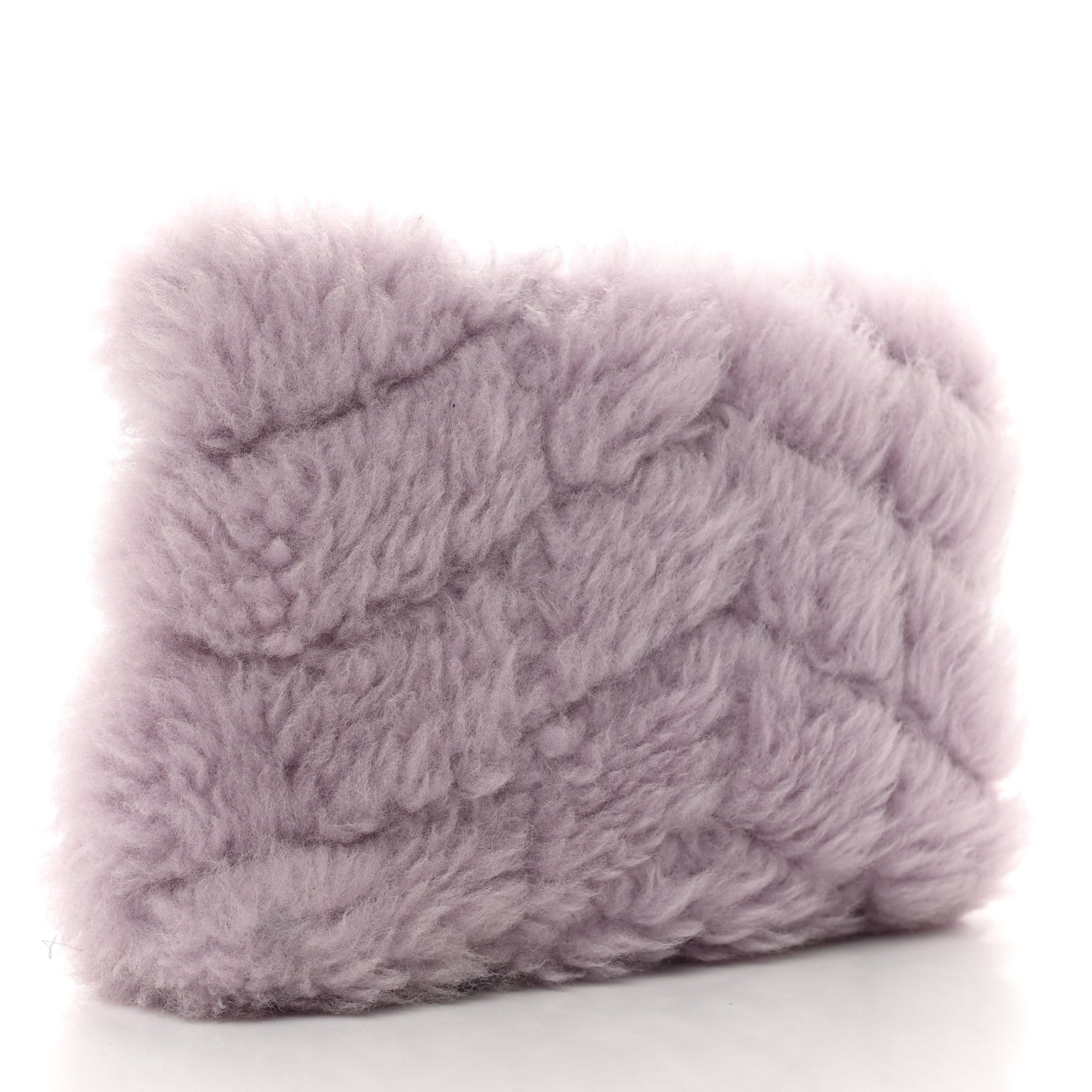 Saint Laurent Shearling Quilted Monogram Loulou Puffer Pouch Clutch Lilac 2 of 8