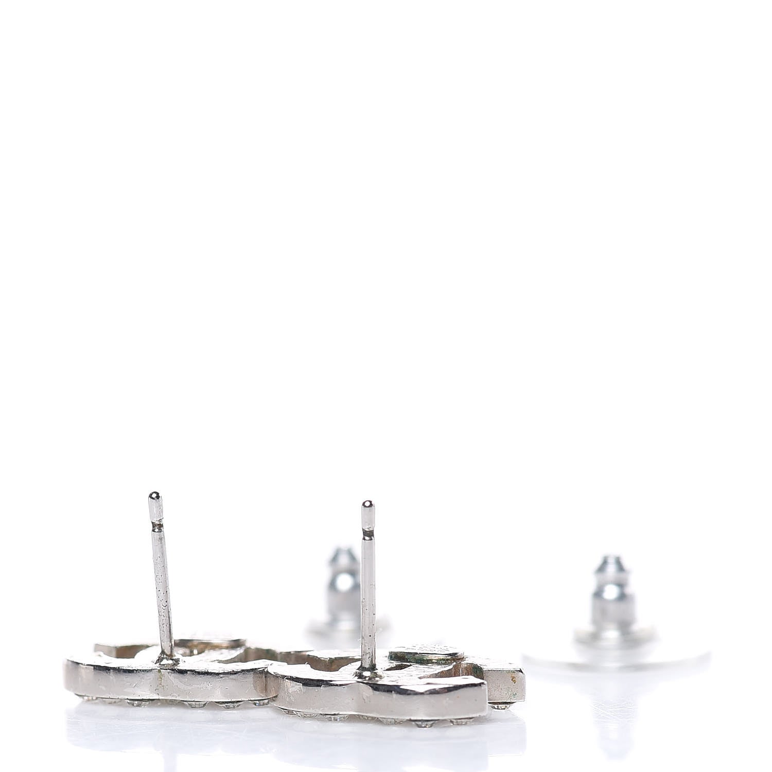 Chanel Crystal Mini Timeless CC Earrings Silver 4 of 5