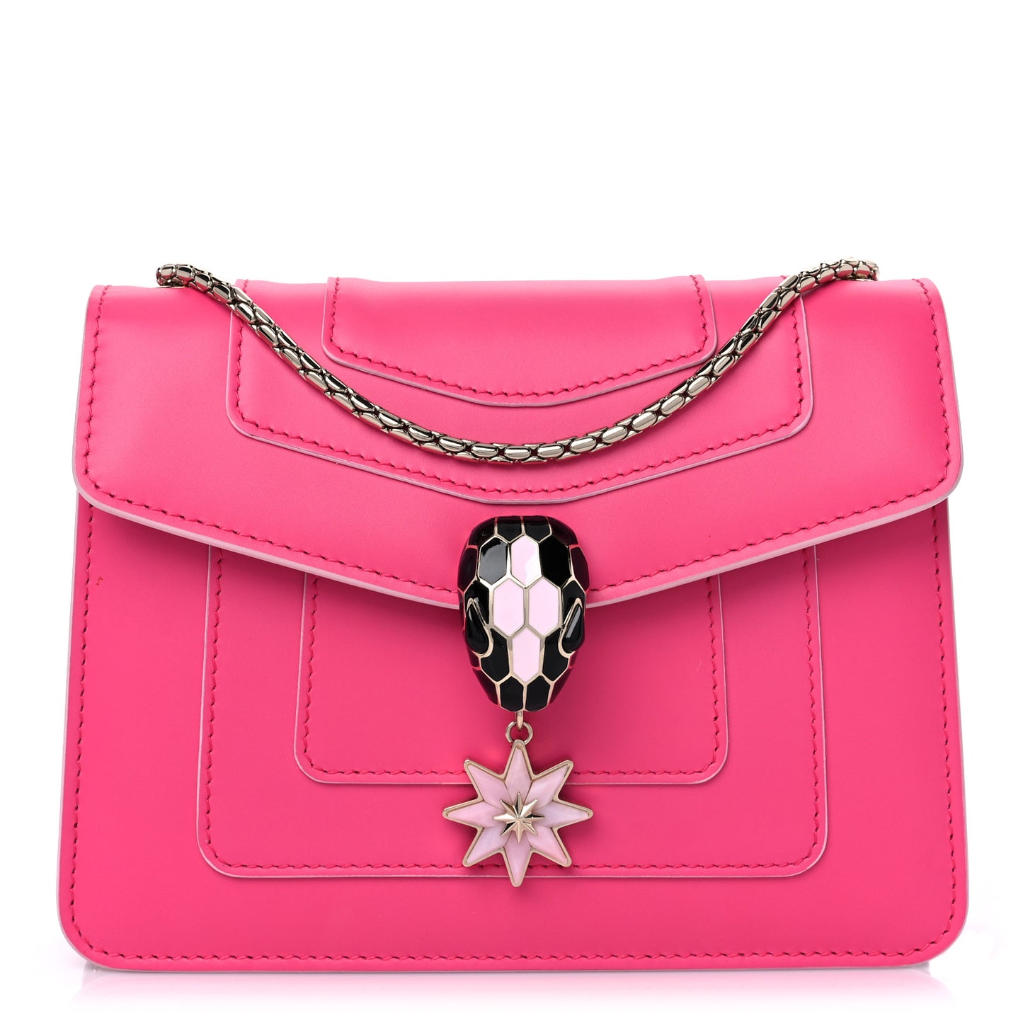 Calfskin Metallic Calfskin Serpenti Forever Marble Star Adorned Crossbody Bag Flash Amethyst