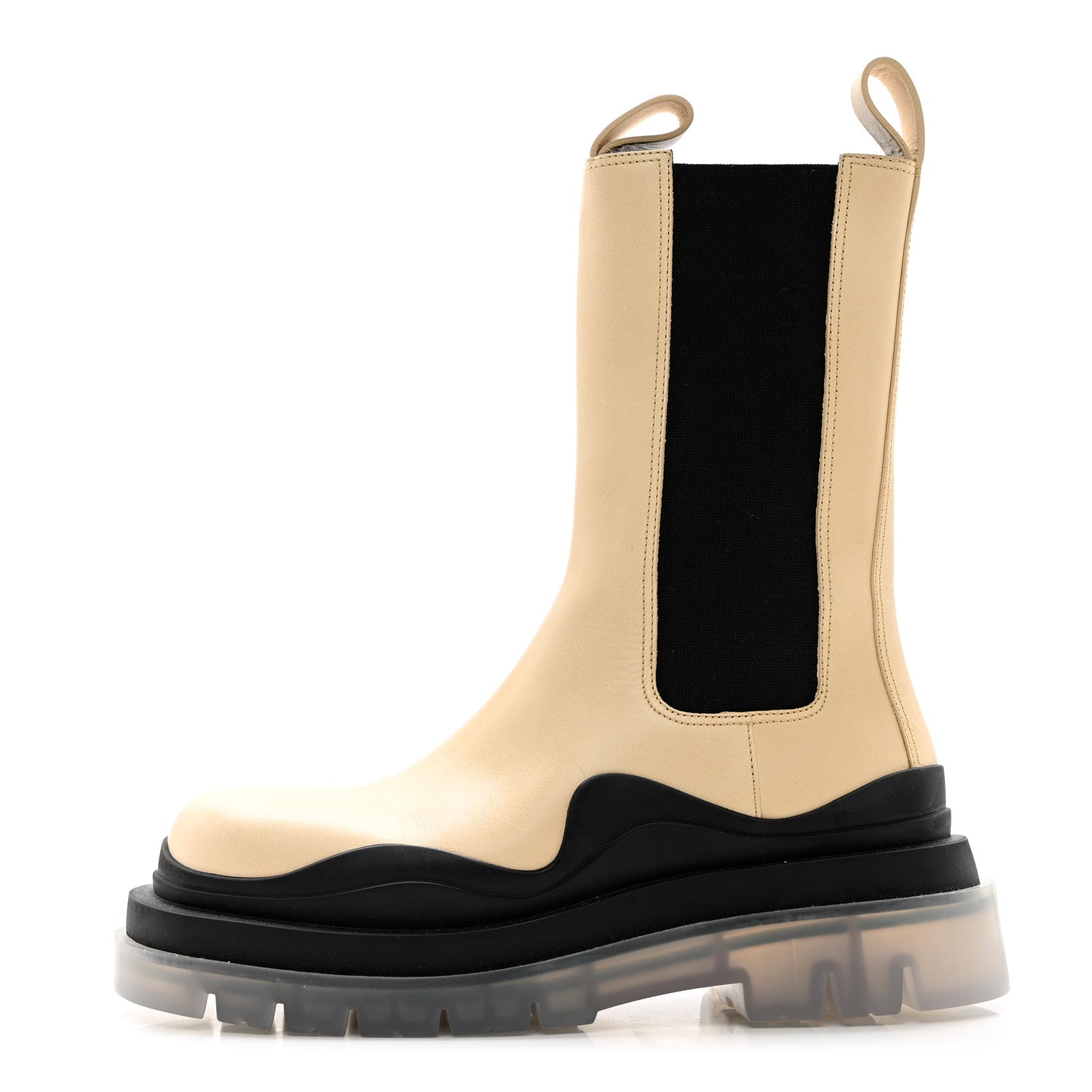 Bottega Veneta Calfskin The Tire Chelsea Boots 38 Wax Black Transparent 1 of 8