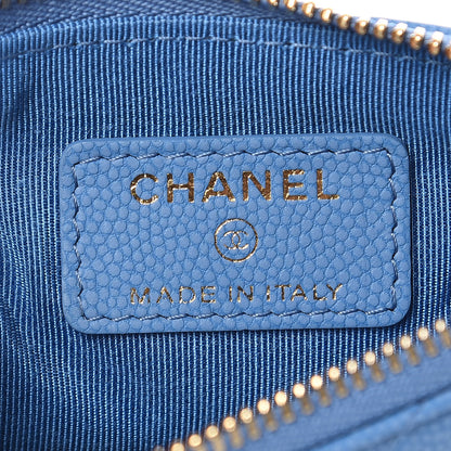 Chanel Caviar Chevron Quilted Small Cosmetic Case Blue 6 of 8