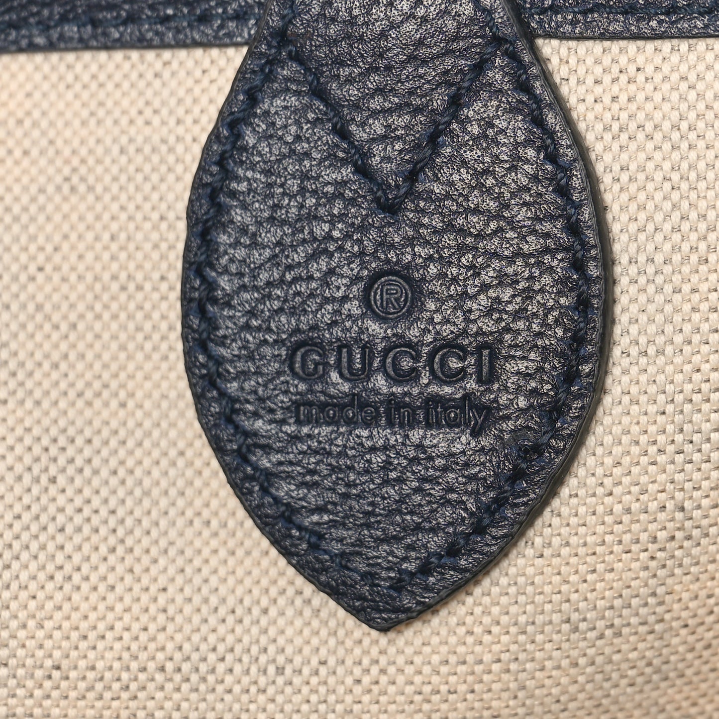 GG Supreme Monogram Textured Dollar Calfskin Web Large Ophidia Tote Beige Blue