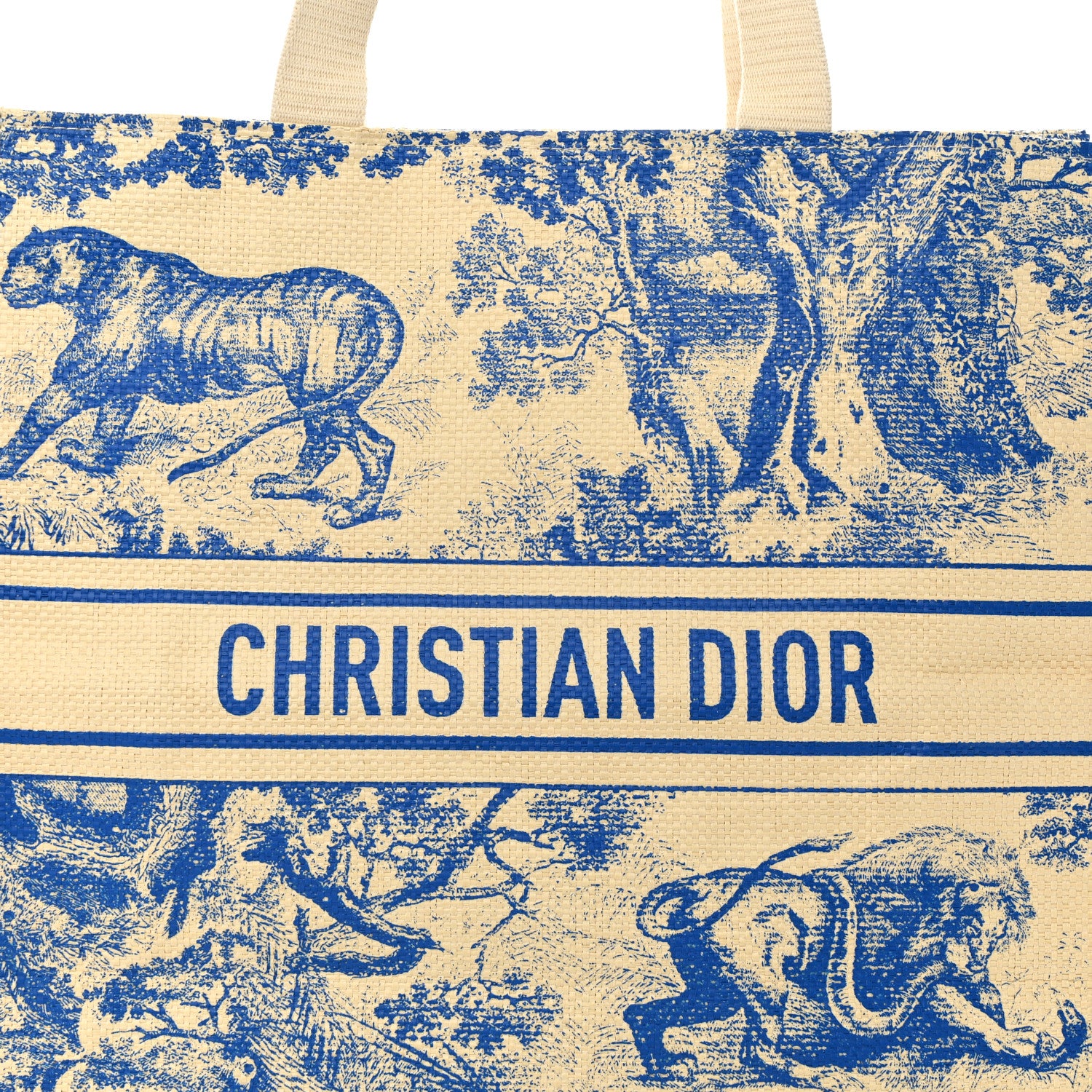 Christian Dior Straw Dioriviera Tote Blue 6 of 8