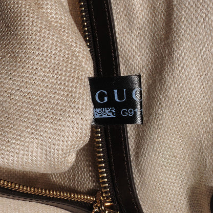 Gucci Linen Large Craft Logo Tote Dark Brown 7 of 10