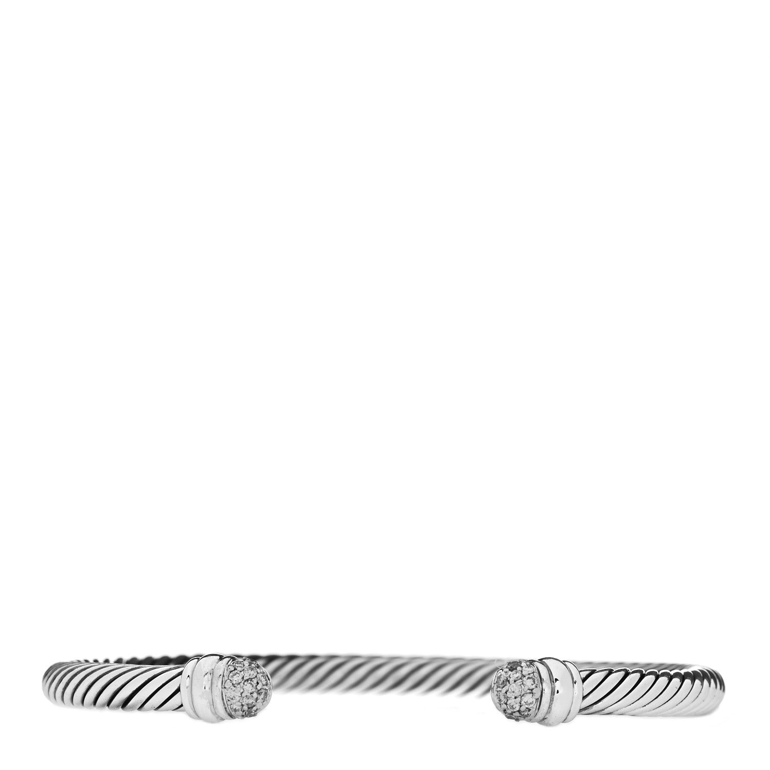 David Yurman Sterling Silver 18K White Gold Diamond 5mm Cable Classics Bracelet 1 of 5