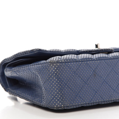 Chanel Lambskin Perforated Medium Double Flap Blue 6 of 9