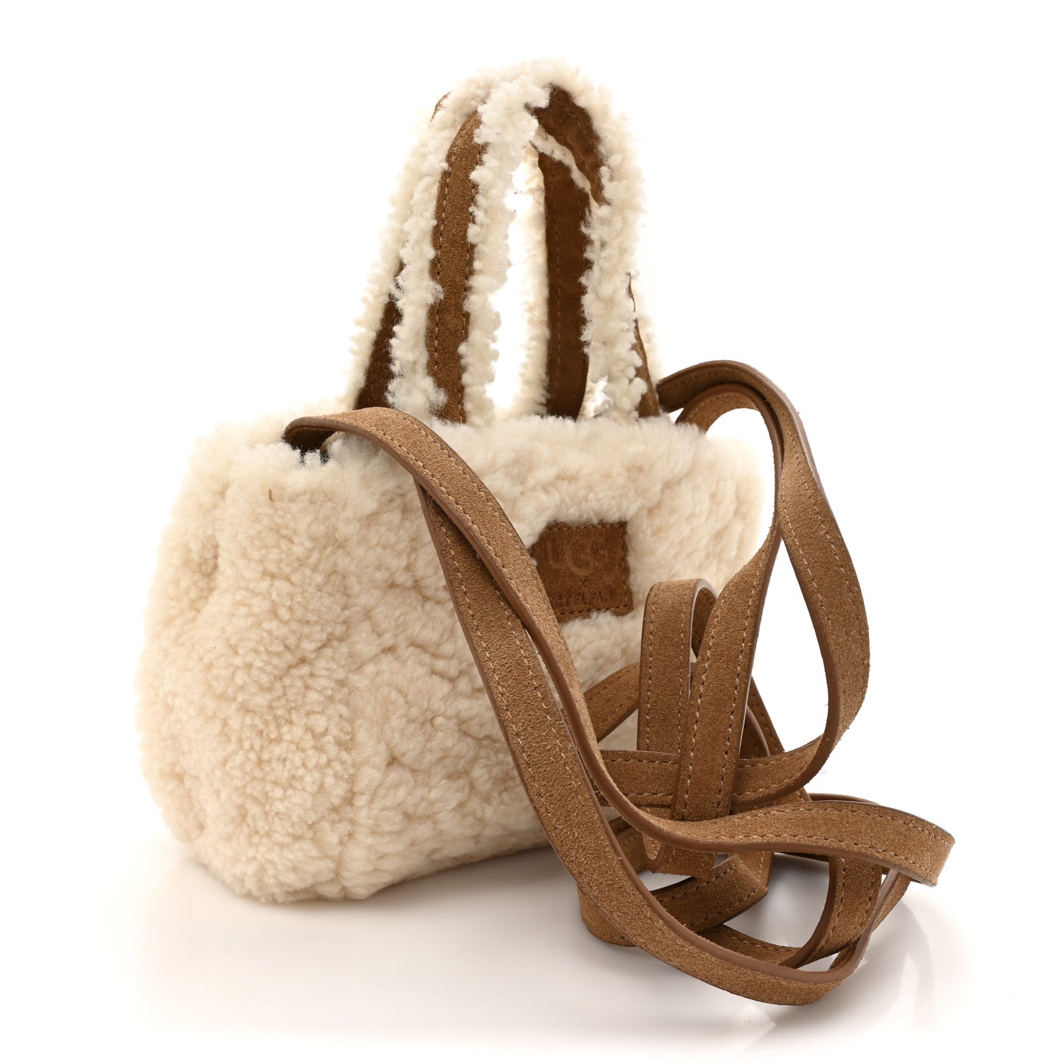 Telfar X UGG Suede Shearling Reverse Small Shopping Bag Natural 3 of 10