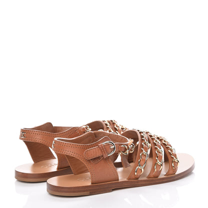 Chanel Calfskin Fantasy Chain Flat Sandals 36 Beige 4 of 14