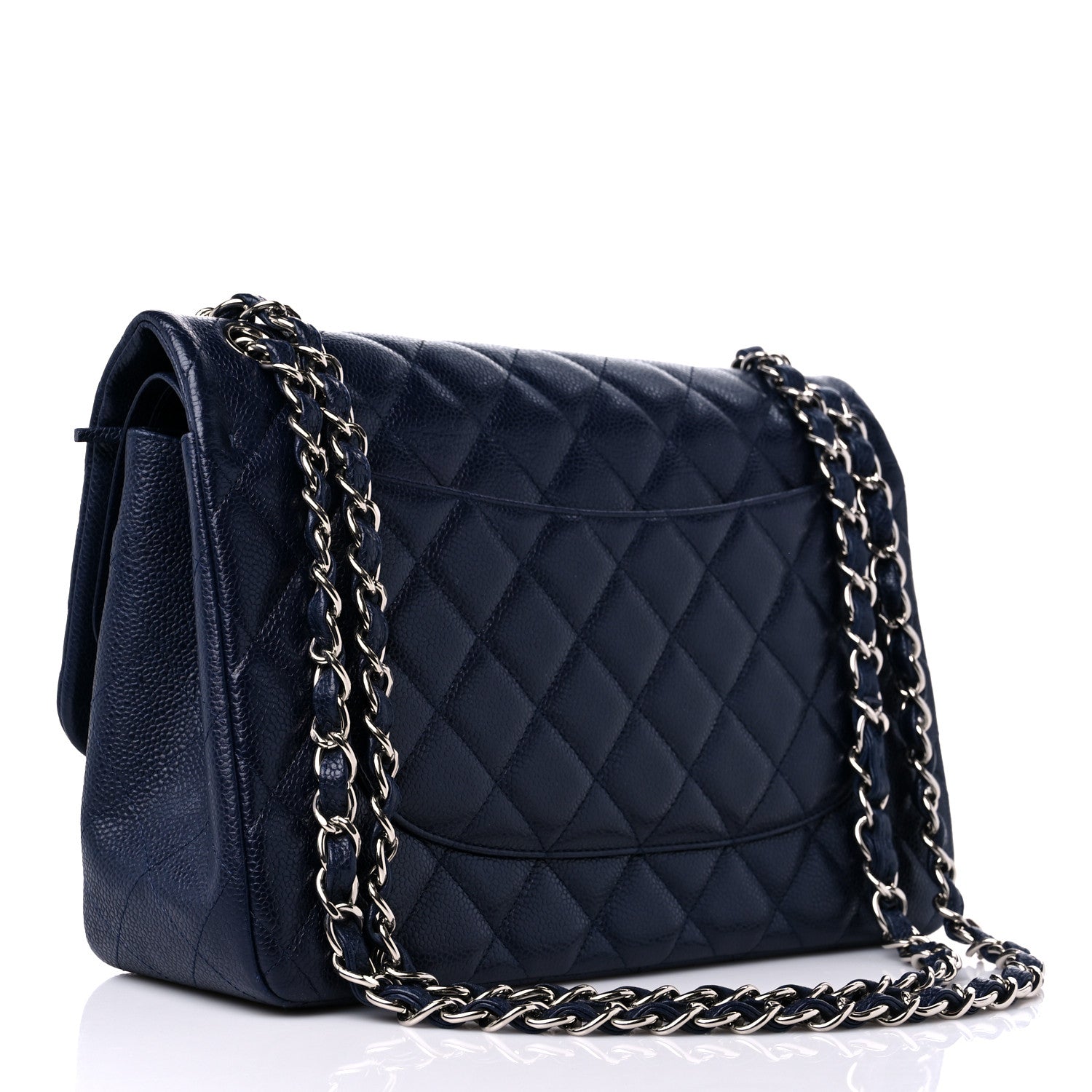 Chanel Caviar Quilted Jumbo Double Flap Navy Blue 3 of 13