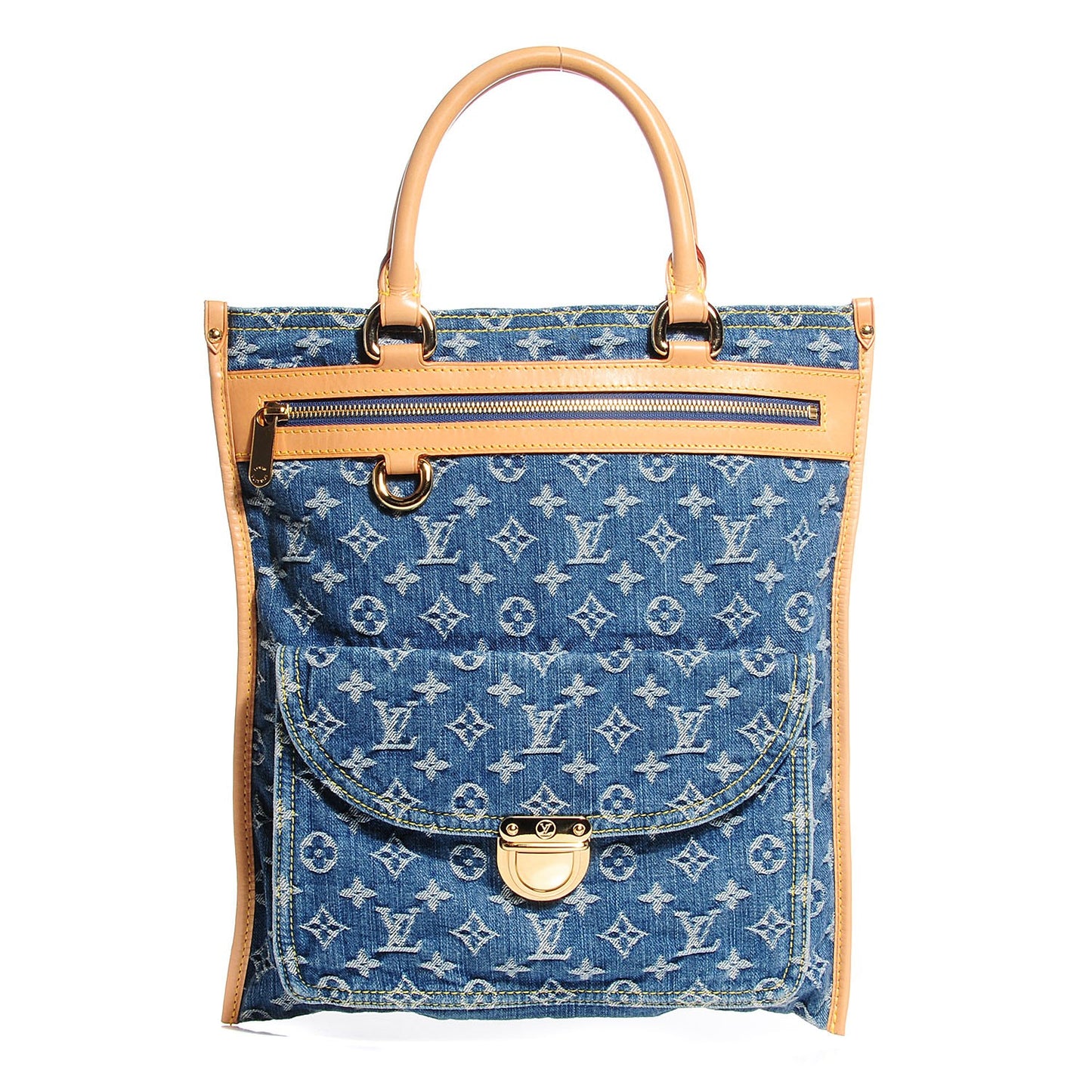Monogram Denim Sac Plat Blue