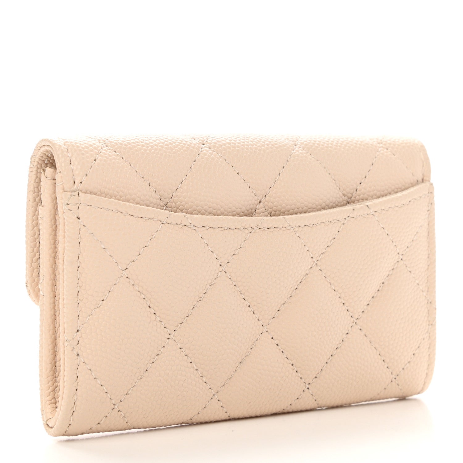 Chanel Caviar Quilted Flap Card Holder Wallet Light Beige 3 of 8