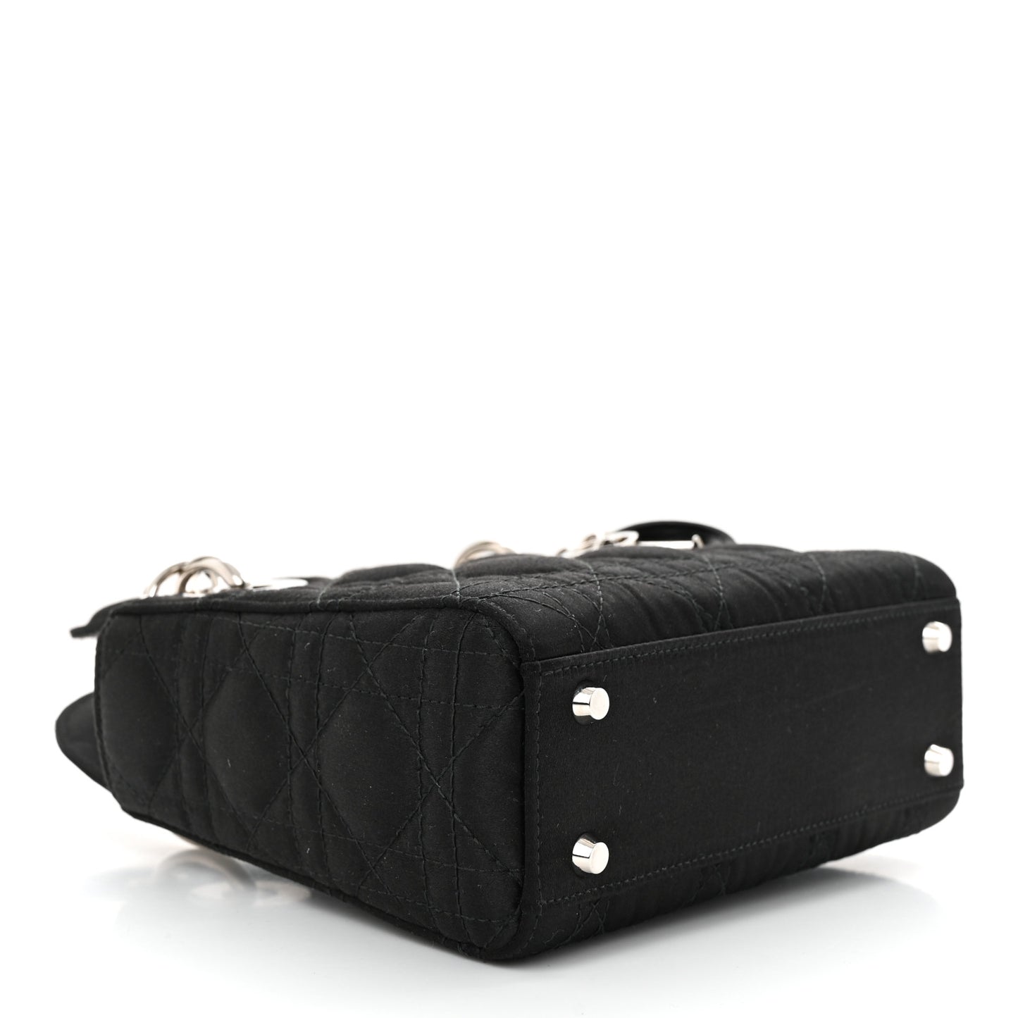 Satin Cannage Mini Lady Dior Black