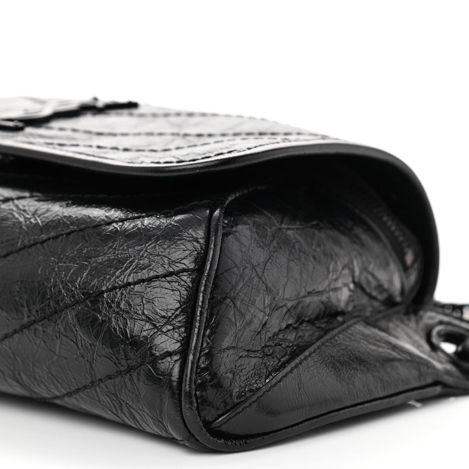 Saint Laurent Crinkled Calfskin Matelasse Monogram Niki Body Bag Black 8 of 8