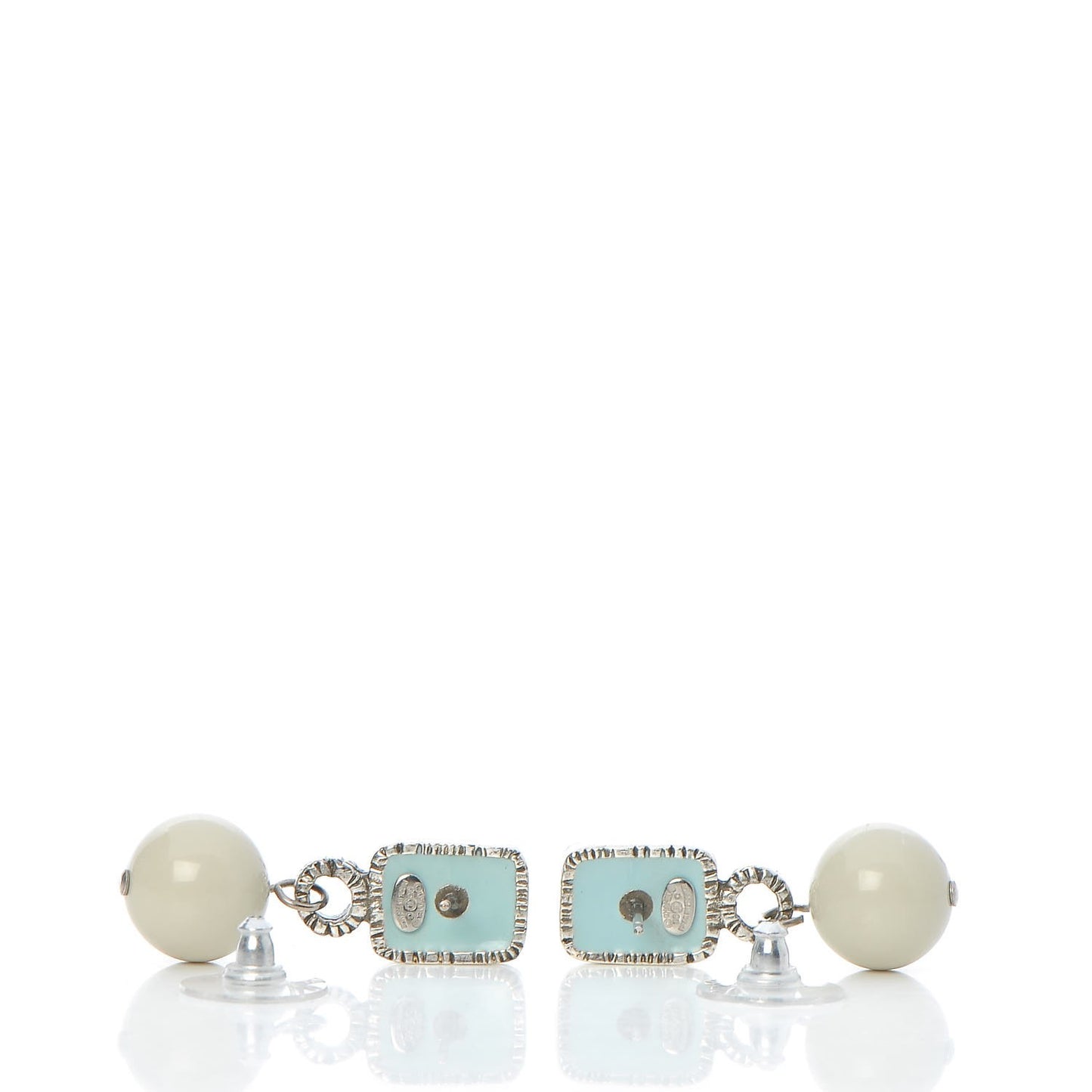 Enamel Square CC Drop Earrings Blue