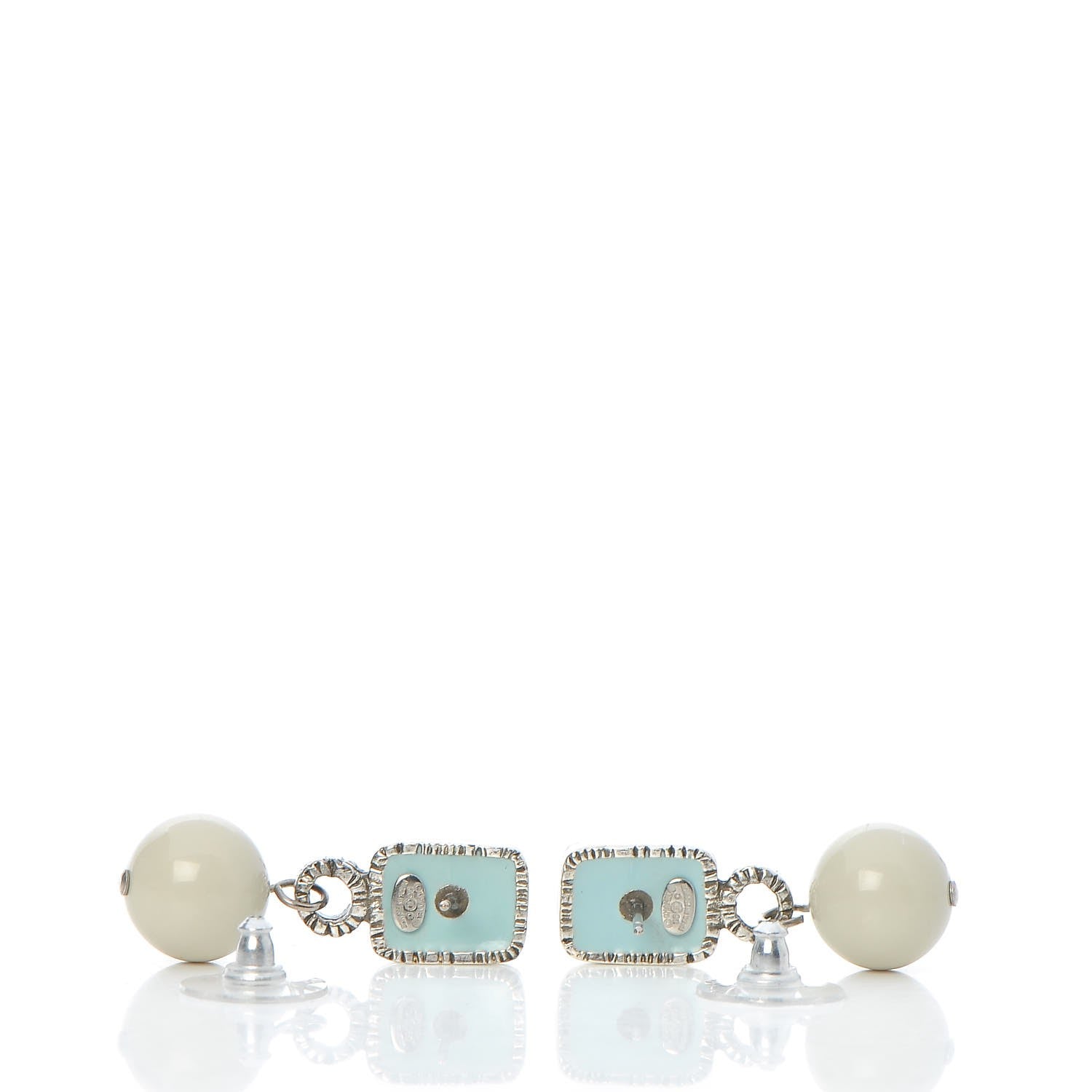 Chanel Enamel Square CC Drop Earrings Blue 3 of 6