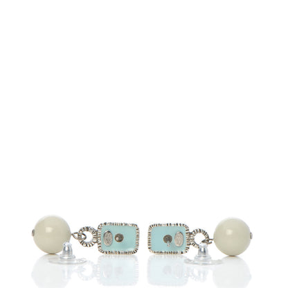 Chanel Enamel Square CC Drop Earrings Blue 3 of 6