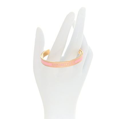 Christian Dior Metal Enamel Code Bangle Bracelet Pink Gold 2 of 5