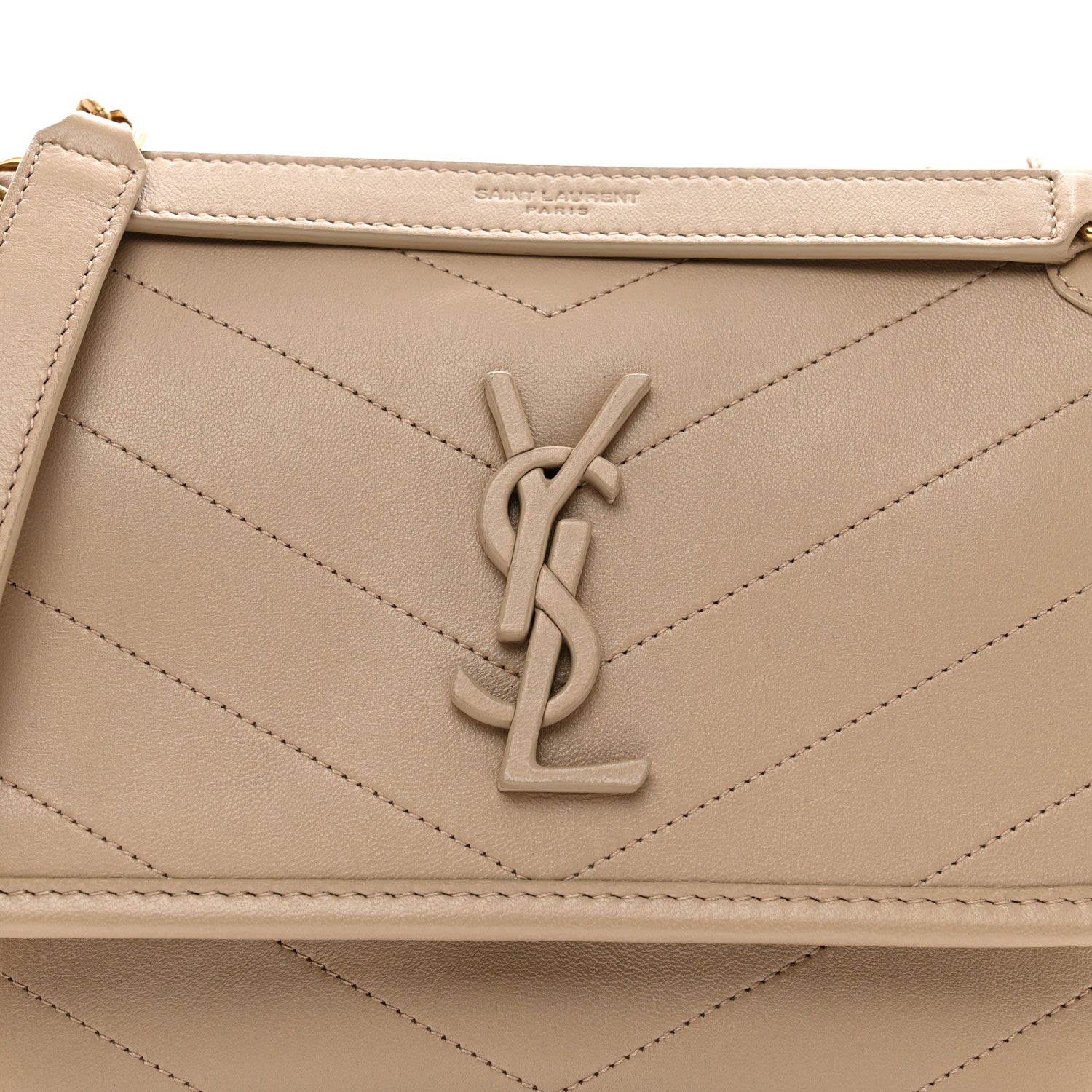 Saint Laurent Lambskin Matelasse Monogram Baby Niki Chain Satchel Dark Beige 5 of 10
