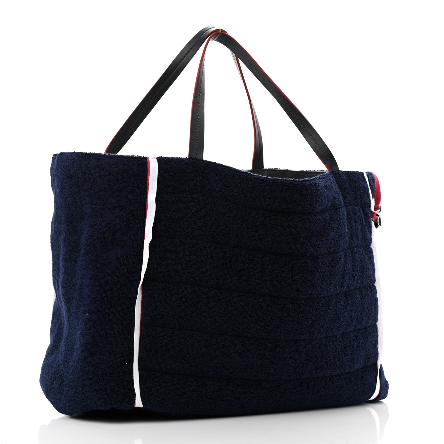 Nylon Terry Cloth Reversible Chanel Airlines Tote Silver Navy