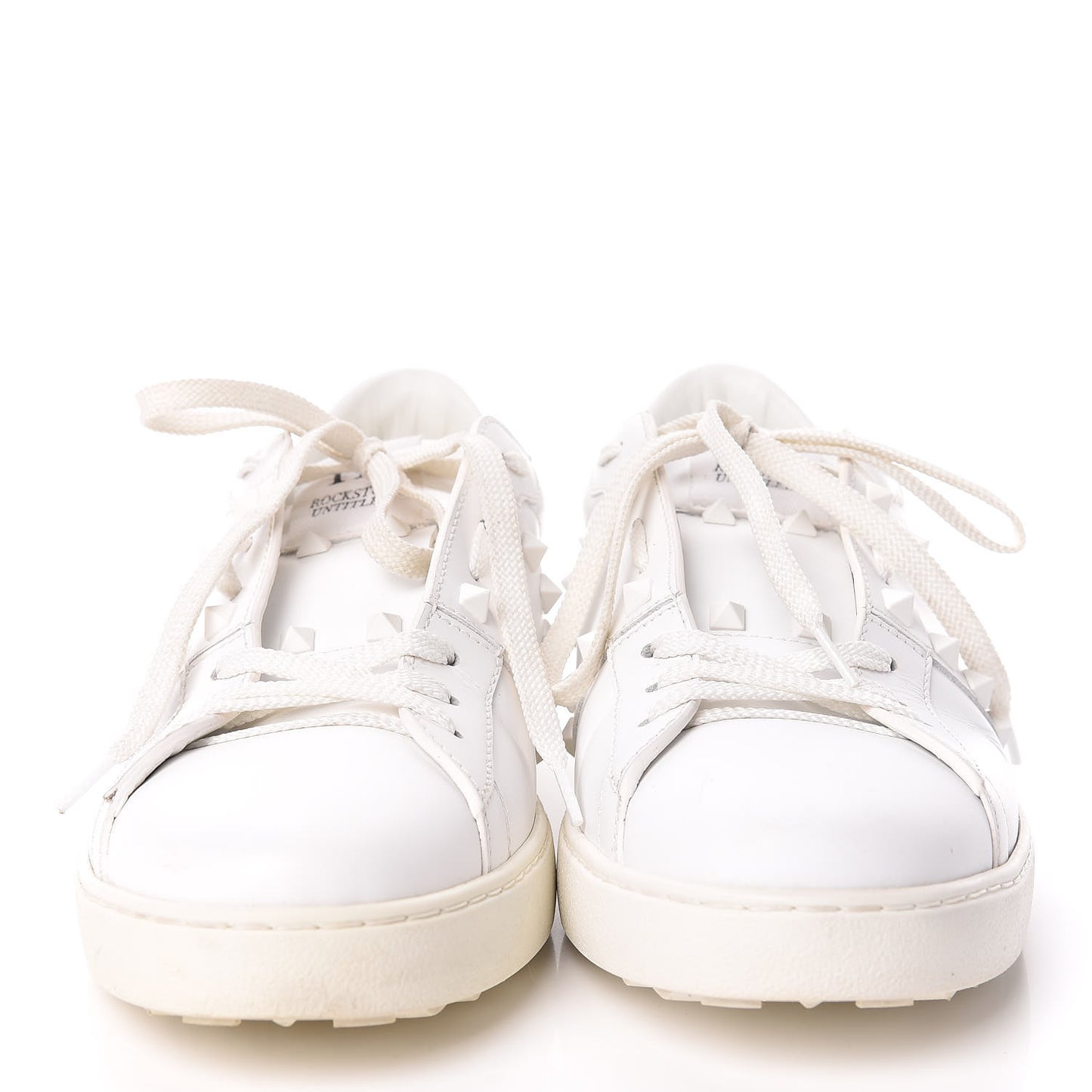Calfskin Mens Rockstud Untitled Open Sneakers 42 White