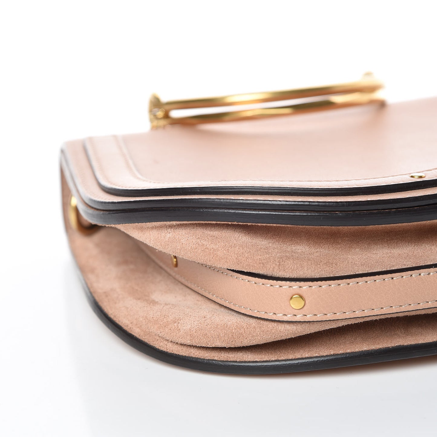 Calfskin Suede Medium Nile Bracelet Bag Biscotti Beige