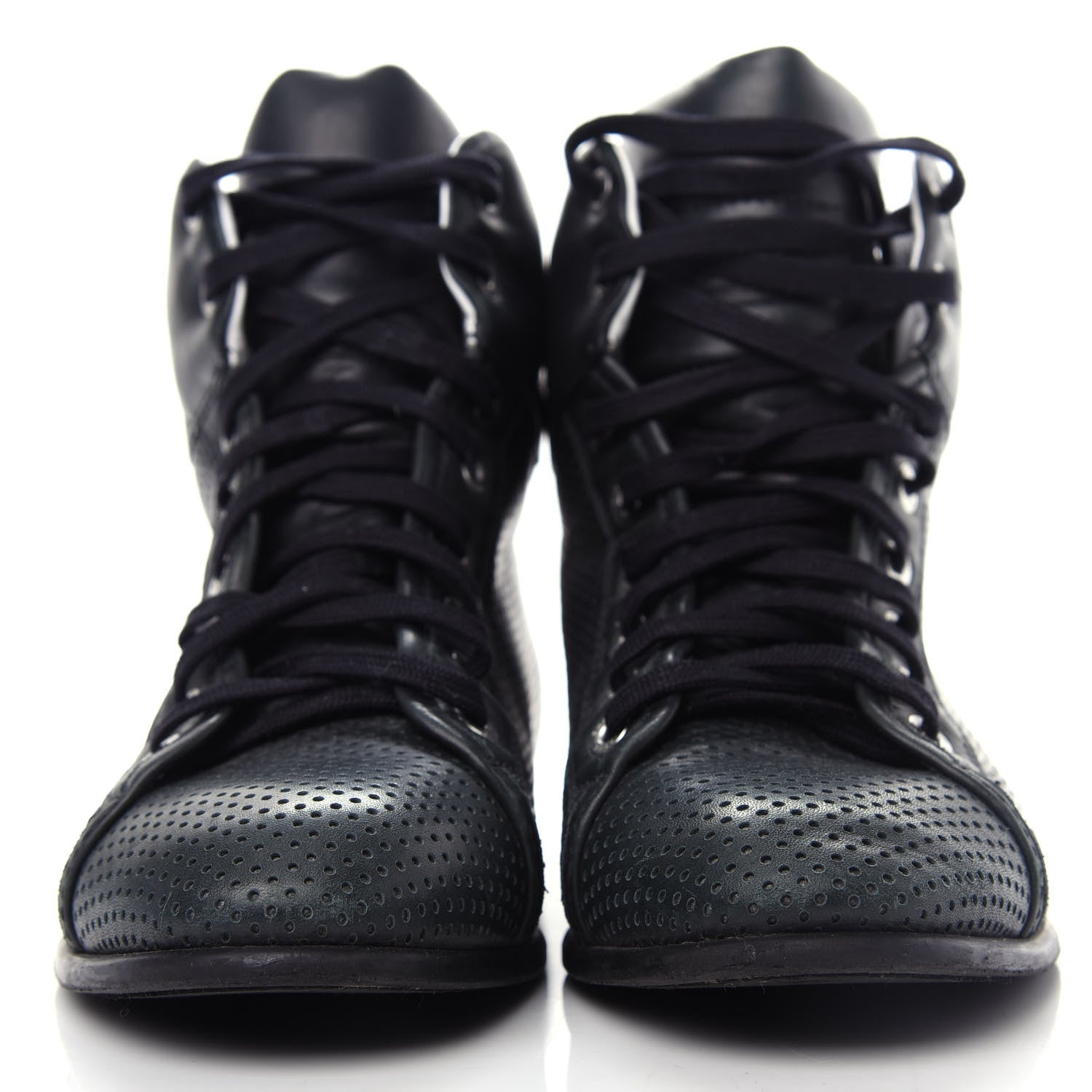 Chanel Perforated Lambskin High Top CC Sneakers 36.5 Black 2 of 10