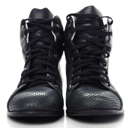 Chanel Perforated Lambskin High Top CC Sneakers 36.5 Black 2 of 10