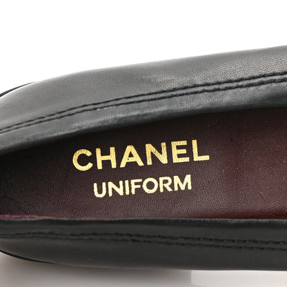Chanel Lambskin Cap Toe CC Uniform Ballerina Flats 39 Black 7 of 8