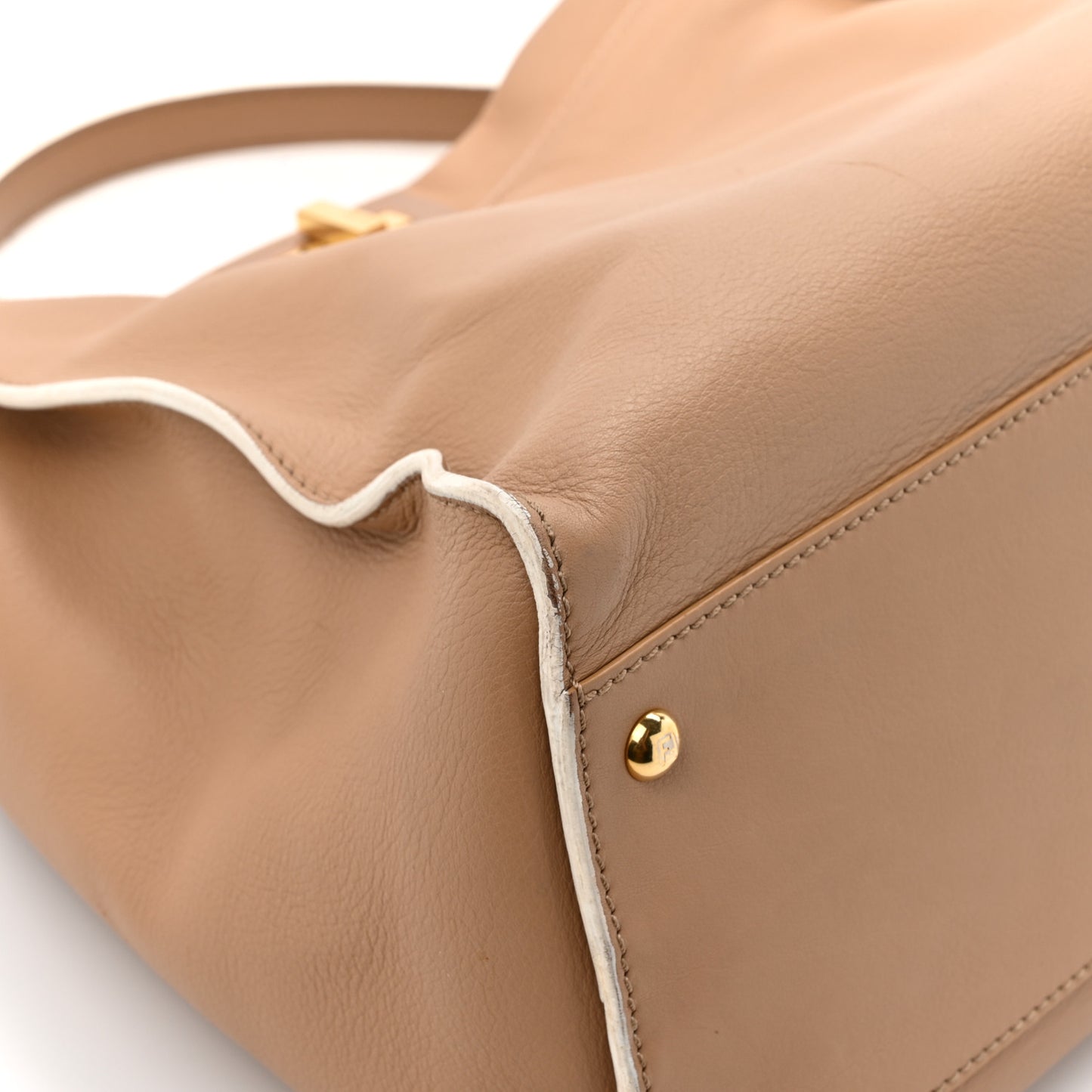 Vitello Seta Burro Large Peekaboo Iconic Satchel Cuoio Cobalto