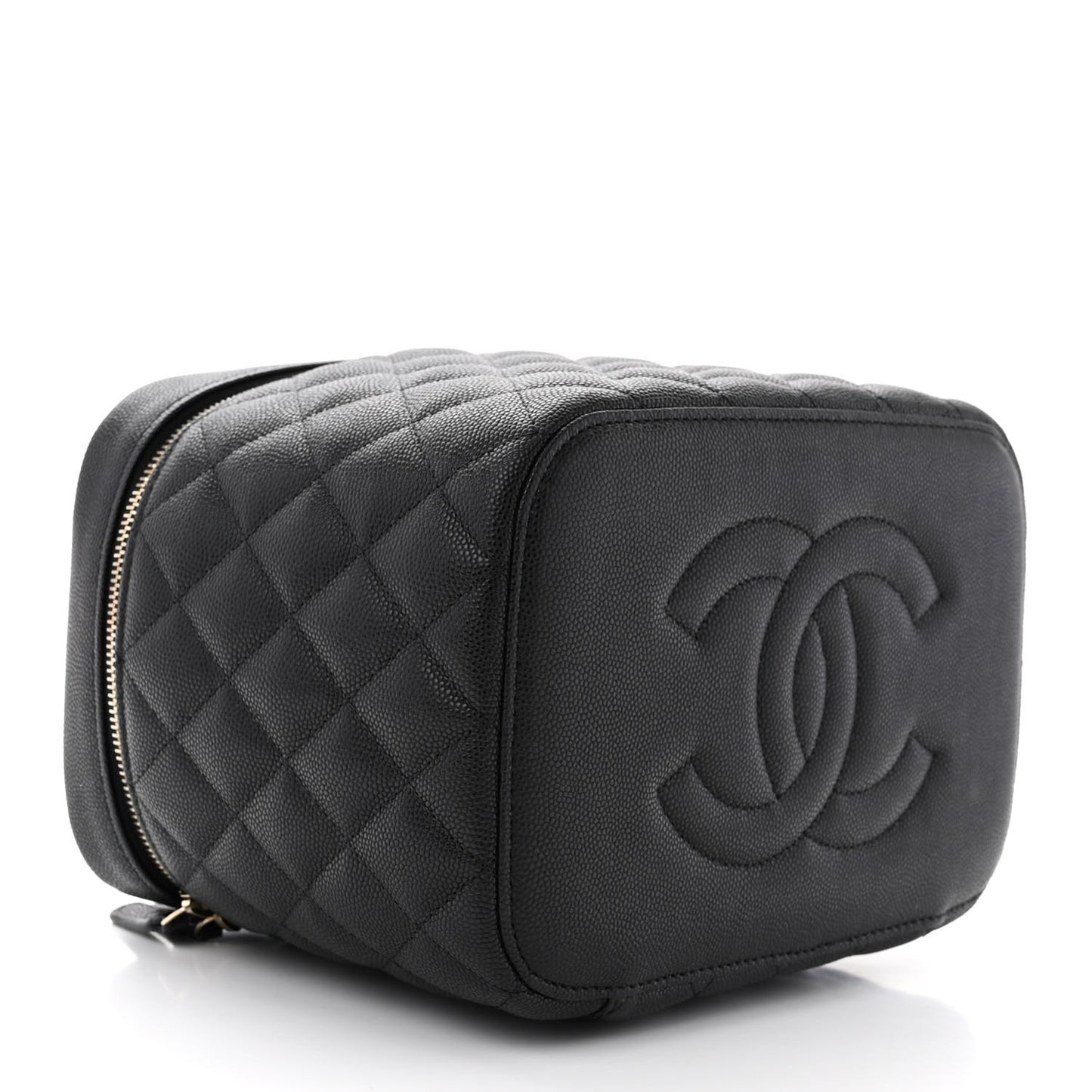Caviar Quilted Large Vanity Pouch Black
